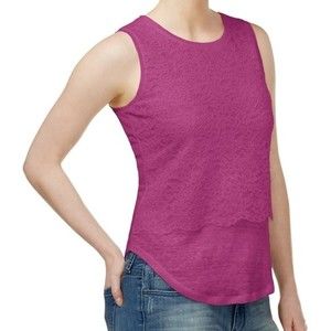 Maison Jules Pink Layered Lace Sleeveless Blouse